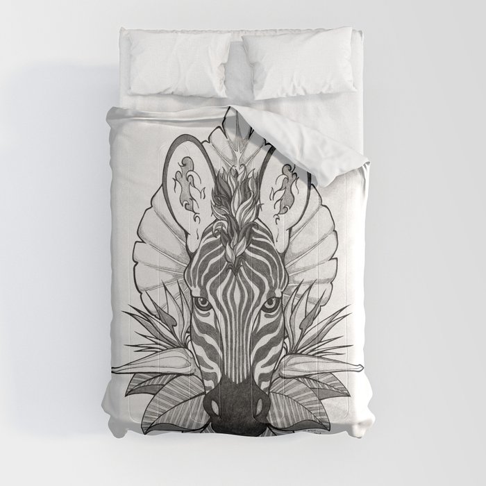 Zebra & Jungle Leaves Comforter