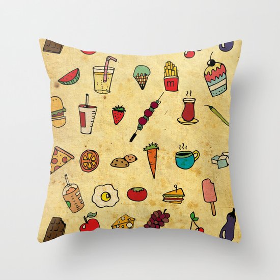 Food Love Pattern Throw Pillow