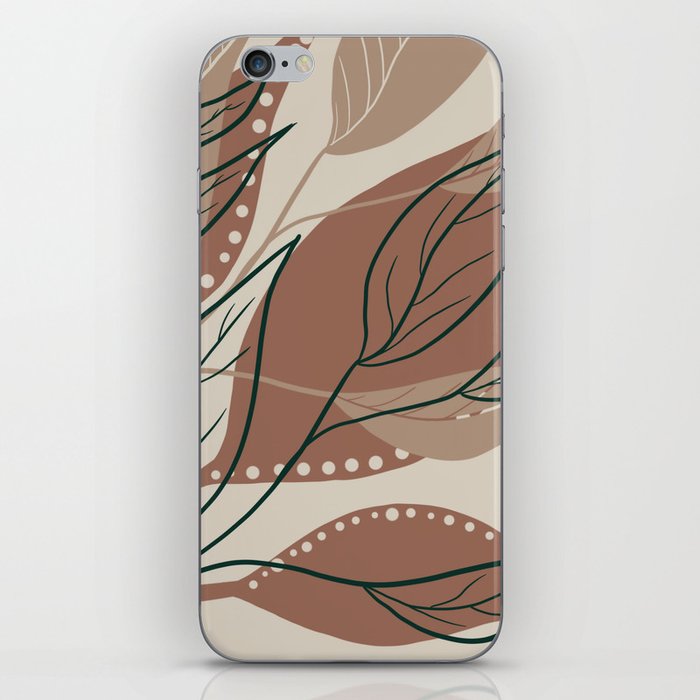 Modern abstract leaf brown iPhone Skin