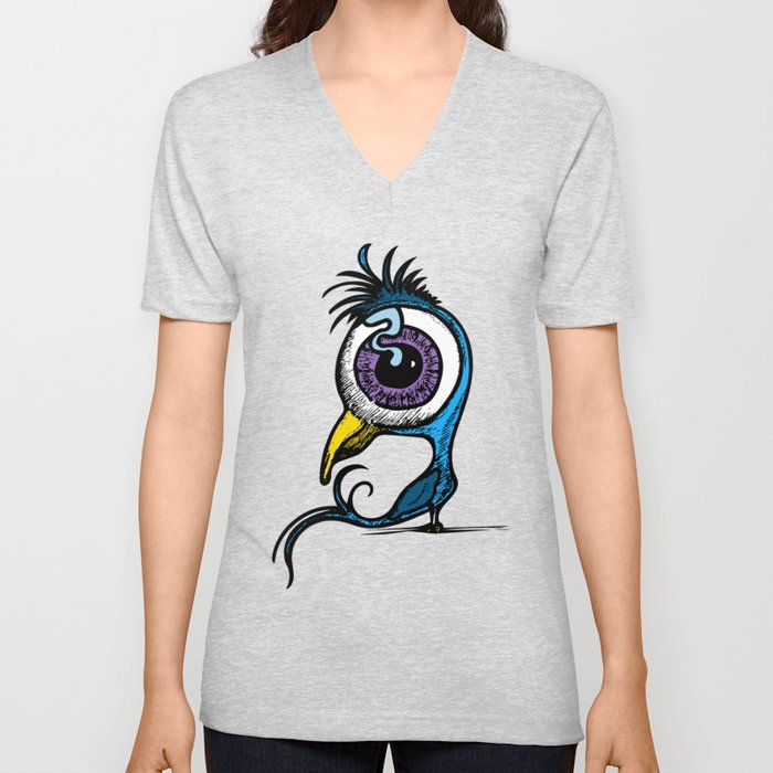 Big Eyed Dodo Bird V Neck T Shirt