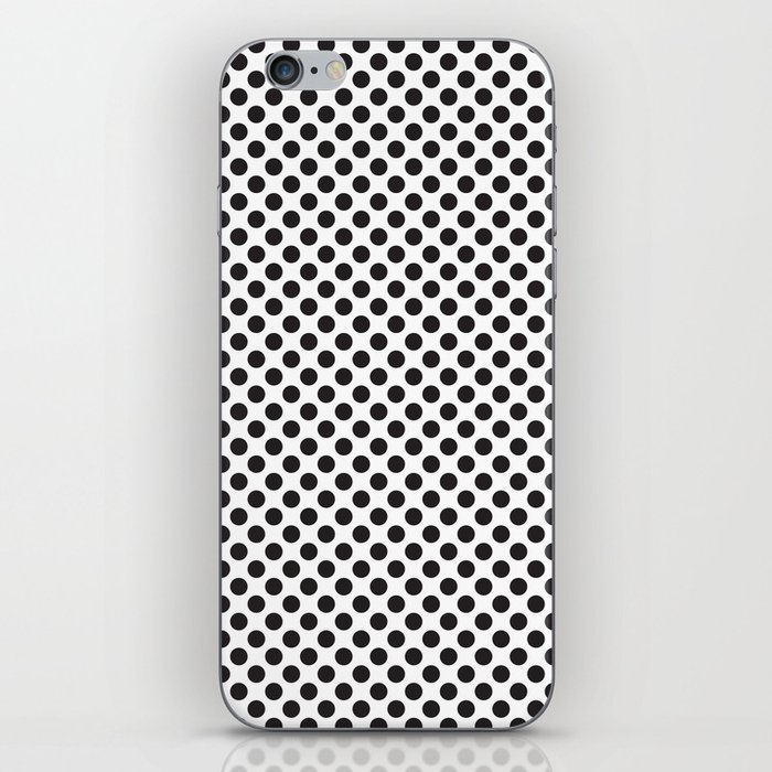 Black polka dots black iPhone Skin