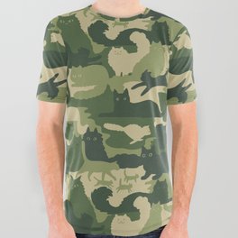 Camouflage Cats | Woodland Green Camo All Over Graphic Tee