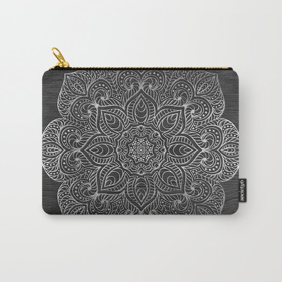 Wood Mandala - Silver Carry-All Pouch