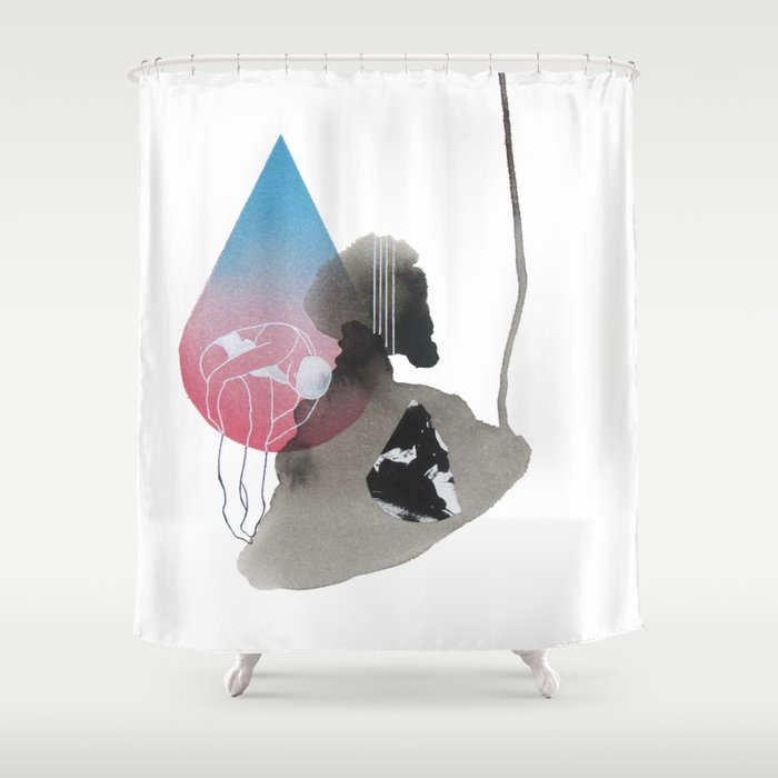 Moon Drop - White Background Shower Curtain
