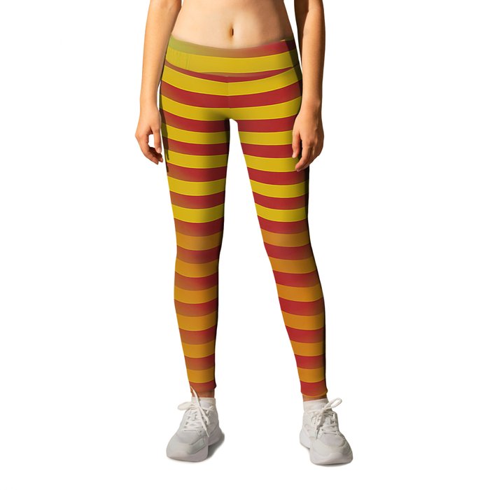 Yellow Orange Red Generative Stripes Leggings by Amy Traylor