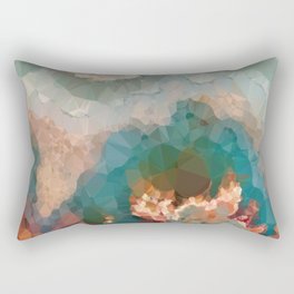Turquoise Copper Agate Low Poly Geometric Triangles Rectangular Pillow