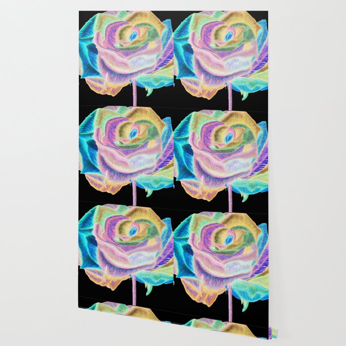 Pretty In Pink Neon Rainbow Rose Wallpaper By Joan Of Art Society6