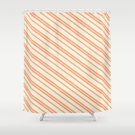 [ Thumbnail: Light Salmon and Beige Colored Stripes/Lines Pattern Shower Curtain ]