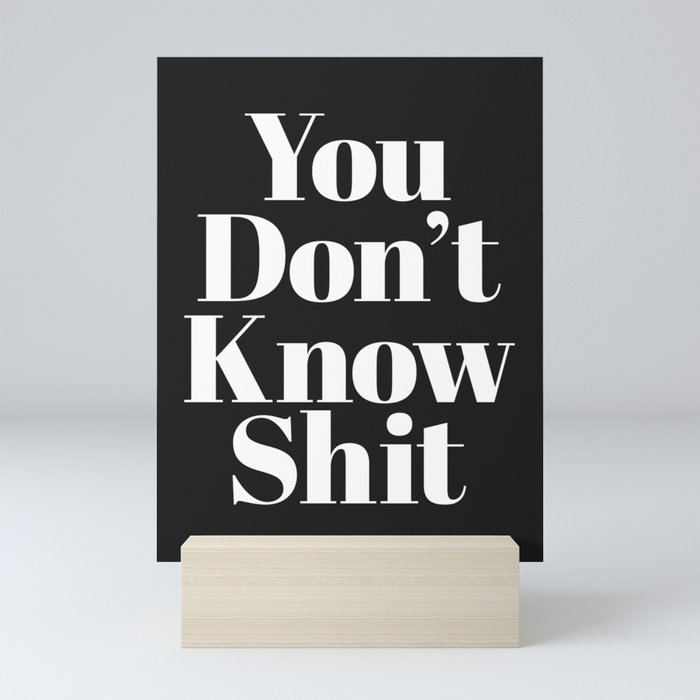 Don't Know Shit Funny Sarcastic Offensive Quote Mini Art Print