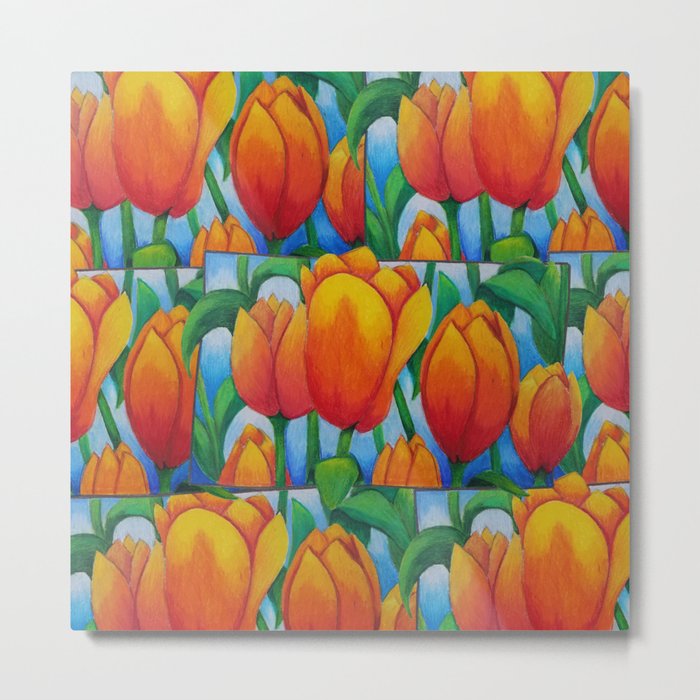 Frame Tulips Metal Print