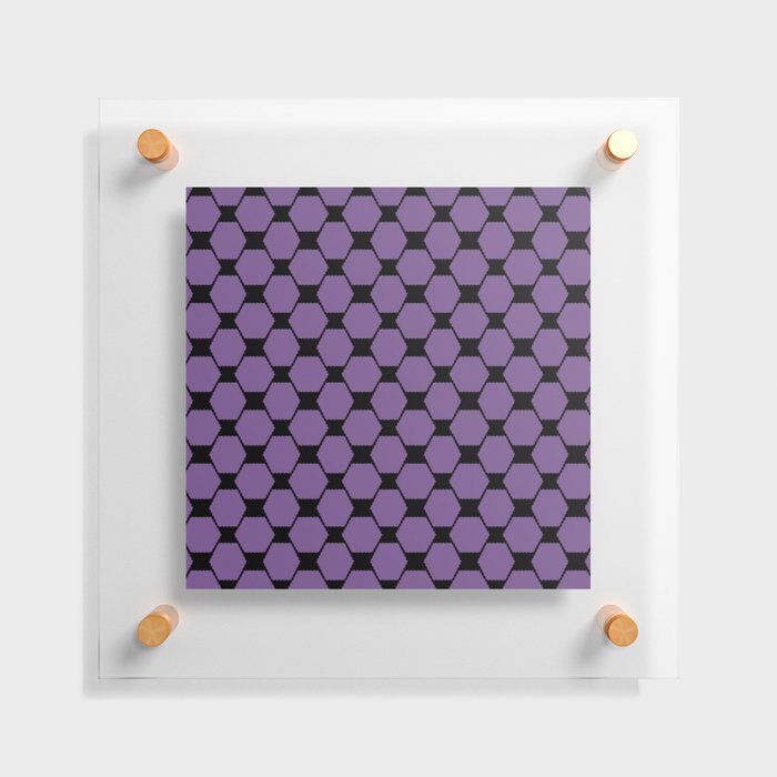Violet hexagon geometric retro pattern Floating Acrylic Print