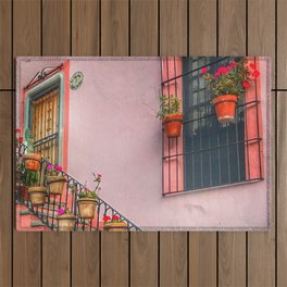 Mexico Photography - Mexican Apartment With Beautiful Flowers Outdoor Rug