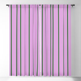 [ Thumbnail: Dark Green & Plum Colored Striped/Lined Pattern Blackout Curtain ]