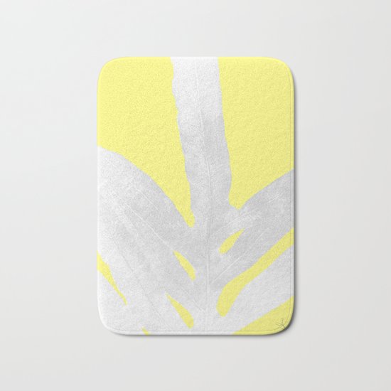 Green Fern on Lemon Yellow Inverted Bath Mat