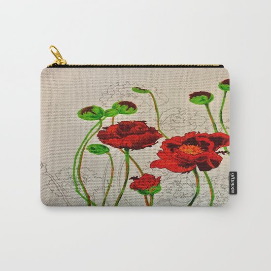 Very Red Flowers Carry-All Pouch