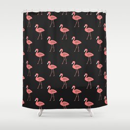 Seamless Pattern with pink flamingo Shower Curtain