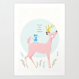 Deer and Mouse Singing Art Print