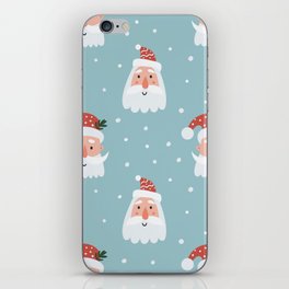 Christmas Pattern with Santa Claus Faces iPhone Skin