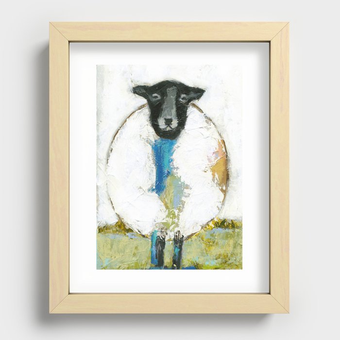 Sheep in Field Recessed Framed Print