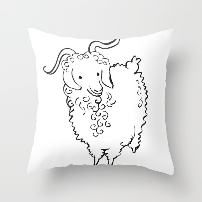 Angora Goat Throw Pillow