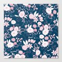 Elegant mauve pink white navy blue rustic floral Leinwanddruck