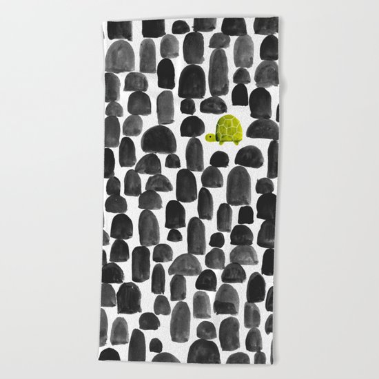 Turtle in Stone Garden Beach Towel
