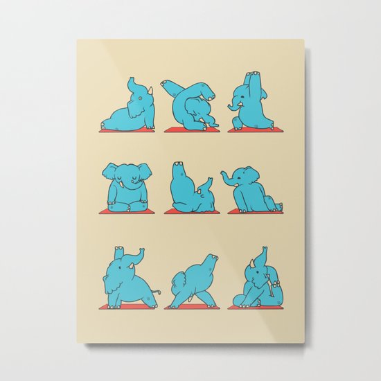 Elephant Yoga Metal Print