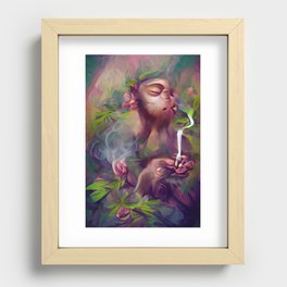 Monkey Smoking Weed Recessed Framed Print
