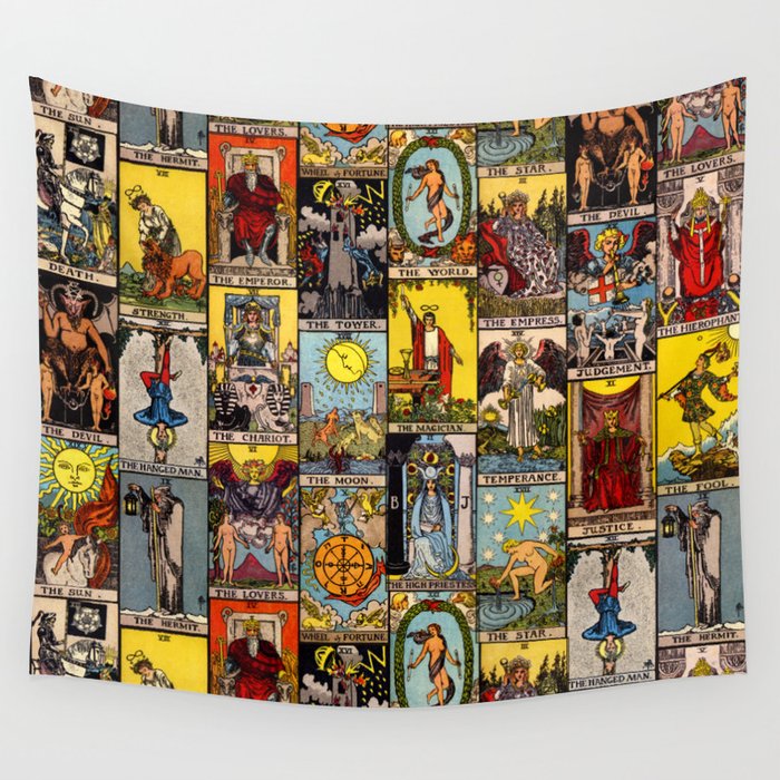 Major Arcana of the Tarot Patchwork Design Wall Tapestry