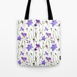 purple iris watercolor pattern Tote Bag