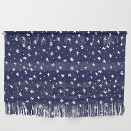Snowflakes and dots - blue and white Wall Hanging