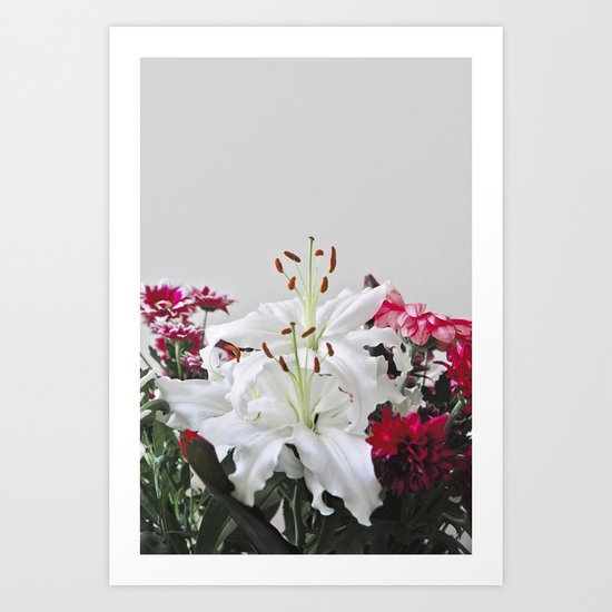 Floral Lilies Daisies Art Print