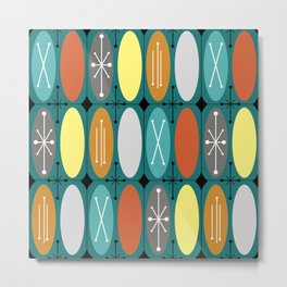 Atomic Era Ovals In Rows Teal Colorful Metal Print | Atomicage, Graphicdesign, Turquoise, 1940S, 20Thcentury, 1950S, Ovals, Mid Century Modern, Atomicera, Kitschy 