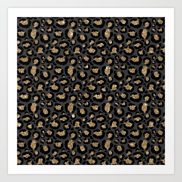 Black Gold Leopard Print Pattern Kunstdrucke