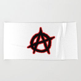 ANARCHIST SIGN WITH RED SHADOW. Beach Towel