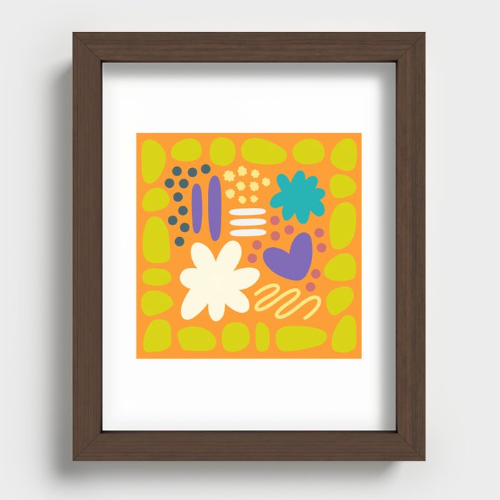 Abstract vintage color shapes collection 7 Recessed Framed Print