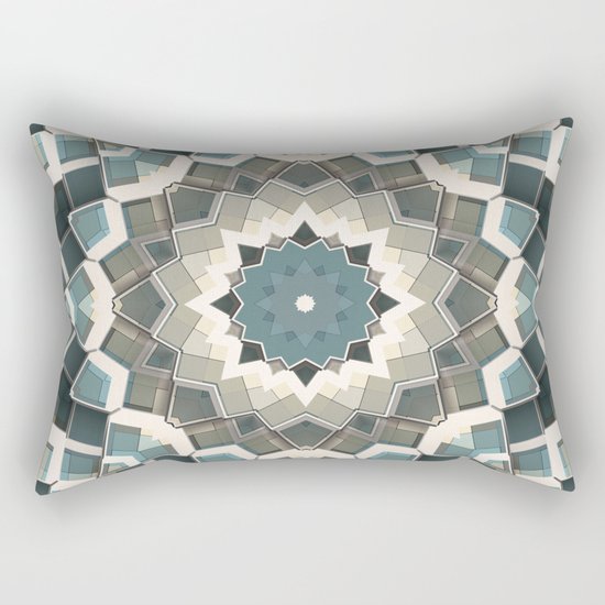 Blue And Beige Boxes Abstract Rectangular Pillow