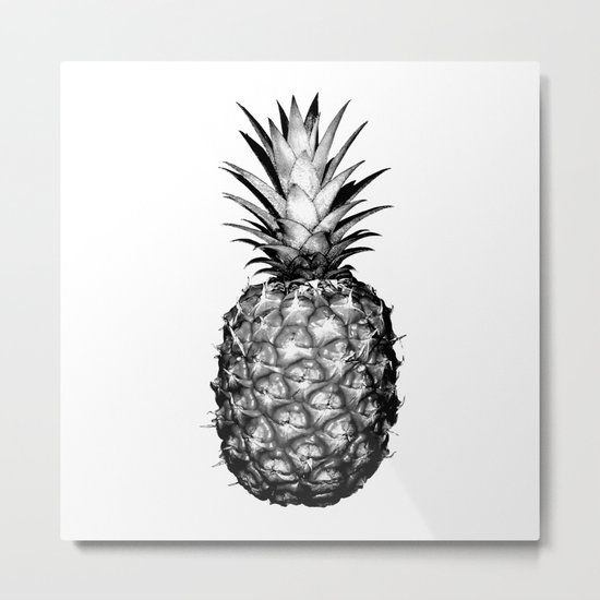 Black & White Pineapple Metal Print