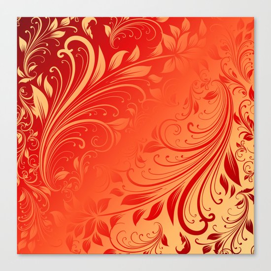 Orange red swirls leaves Canvas Print