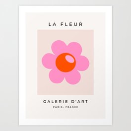 La Fleur | 05 - Abstract Retro Flower Print Pink Orange And Neutral Boho Decor Modern Floral Art Print