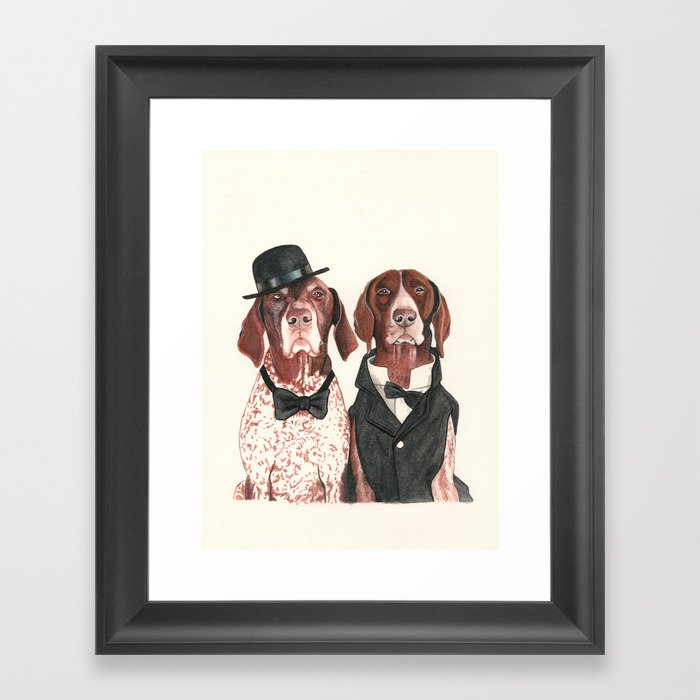 german short hair pointers - F.I.P. @ifitwags (The pointer brothers) Framed Art Print
