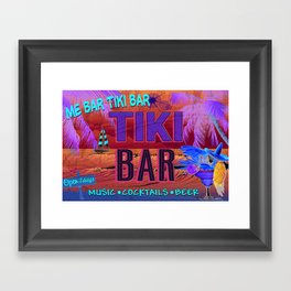 Tiki Bar Bar Welcome Mat, Patio Bar Outdoor Rug, Fun Front Doormats Framed Art Print