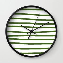 Simply Drawn Stripes in Jungle Green Wall Clock | Graphicdesign, Love, Stripes, Stripe, Simple, Illustration, Watercolor, Minimalist, Digital, Plain 