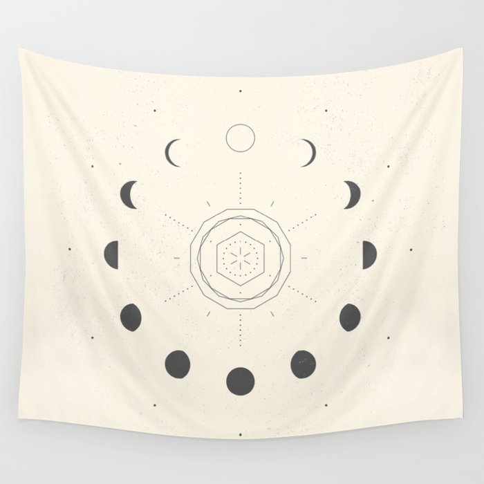 Moon Phases Light Wall Tapestry