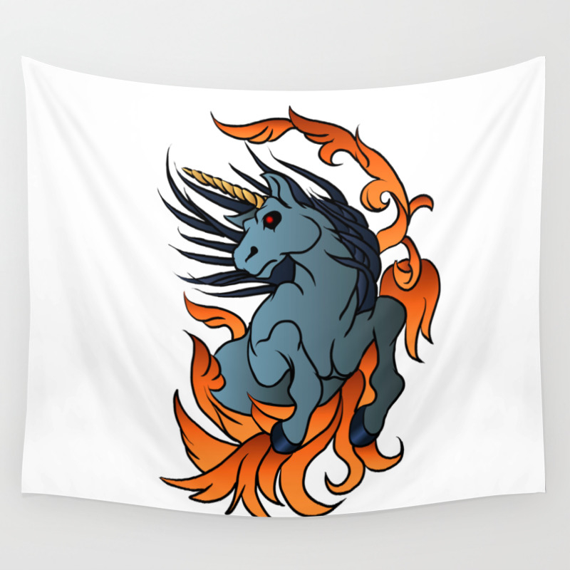 Unicorn Old School Tattoo Wall Tapestry By Marios Society6