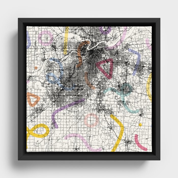 City Map of Overland Park, USA Framed Canvas