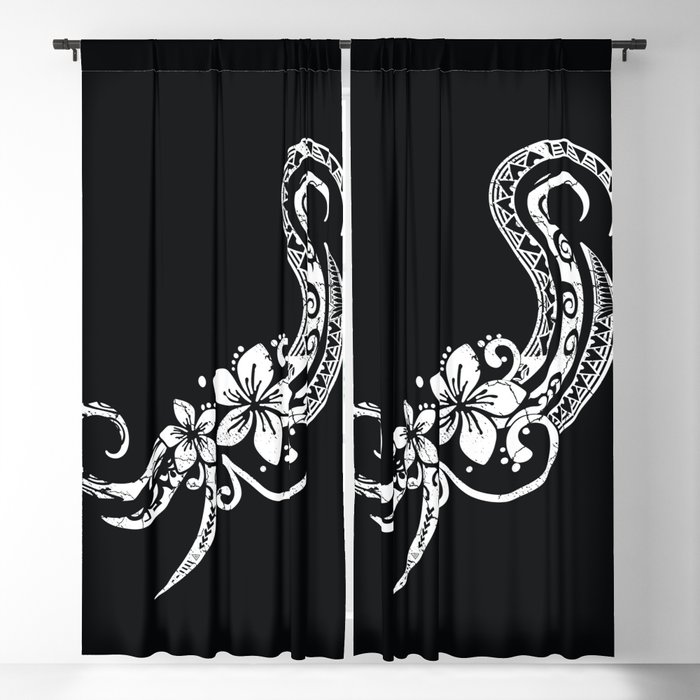 Vintage Hawaiian Distressed Hibisucs Tattoo Threads Blackout Curtain