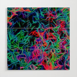 Neon Bright Colorful Diffraction  Wood Wall Art