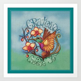 Gratitude Hummingbird for Cheri Art Print
