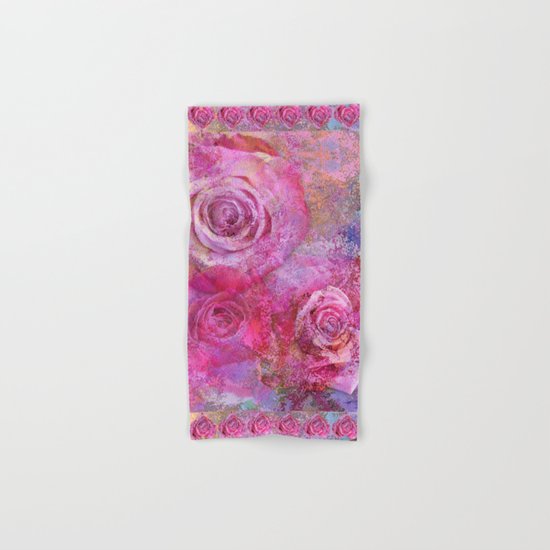 Artistic romantic pink roses Hand & Bath Towel